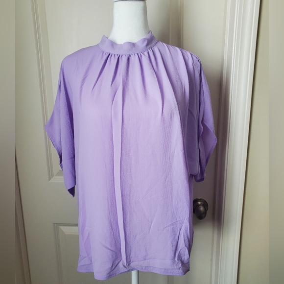 Doleman Sleeve Mock Neck Top Purple - Picture 1 of 14